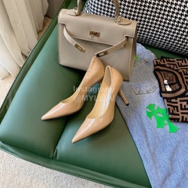 Jimmy Choo New Patent Leather Pointed High Heels For Women Apricot