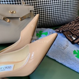 Jimmy Choo New Patent Leather Pointed High Heels For Women Apricot