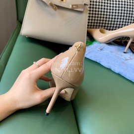 Jimmy Choo New Patent Leather Pointed High Heels For Women Apricot