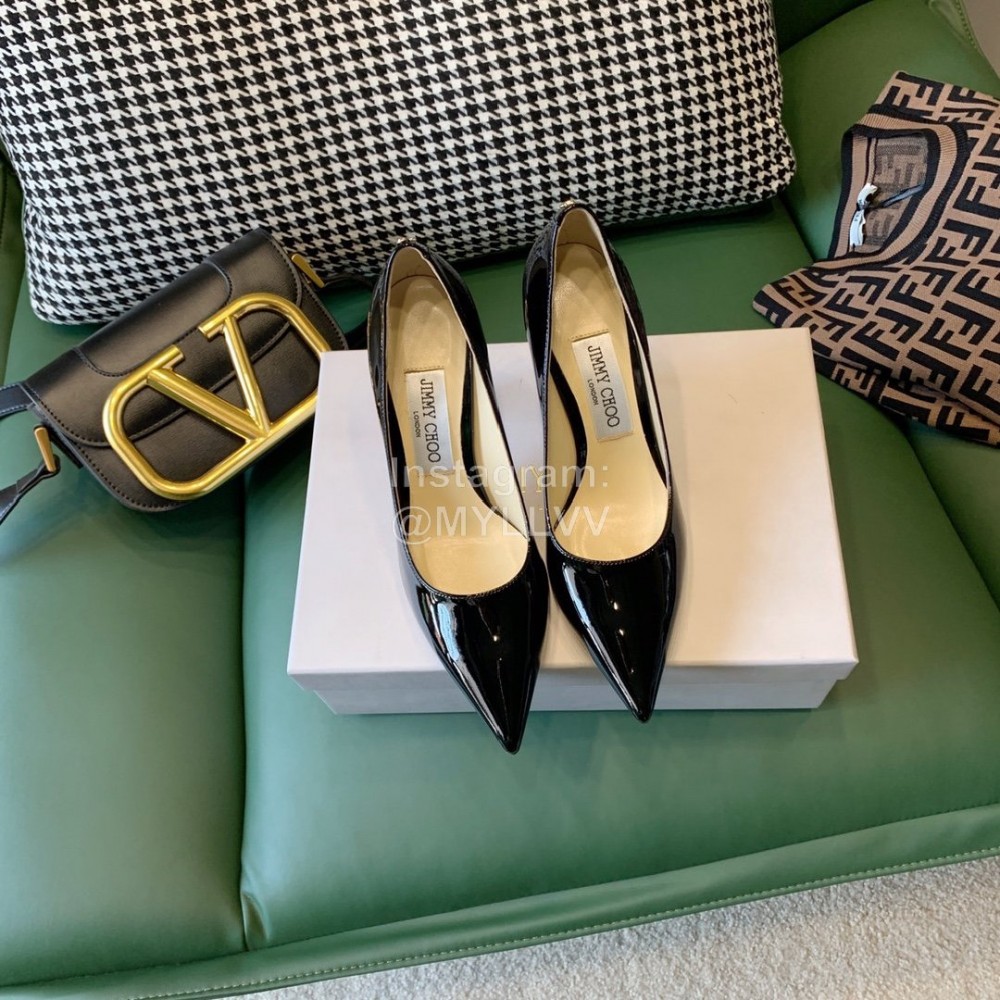 Jimmy Choo New Patent Leather Pointed High Heels For Women Black