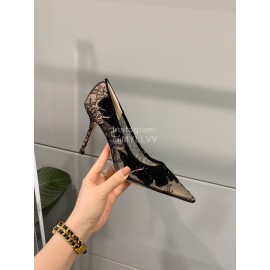 Jimmy Choo Elegant Lace Pointed High Heels For Women Black