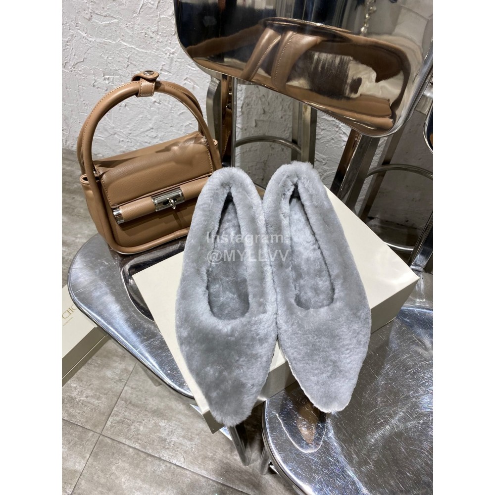 Jimmy Choo Winter Soft Lamb Wool Slippers For Women Gray