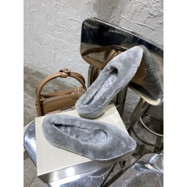 Jimmy Choo Winter Soft Lamb Wool Slippers For Women Gray