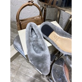 Jimmy Choo Winter Soft Lamb Wool Slippers For Women Gray