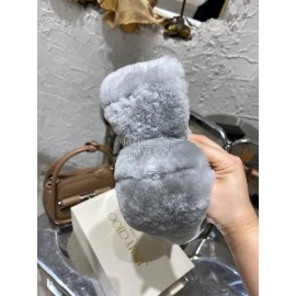 Jimmy Choo Winter Soft Lamb Wool Slippers For Women Gray