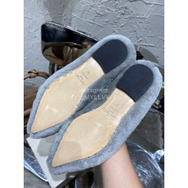 Jimmy Choo Winter Soft Lamb Wool Slippers For Women Gray