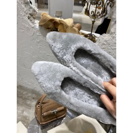 Jimmy Choo Winter Soft Lamb Wool Slippers For Women Gray