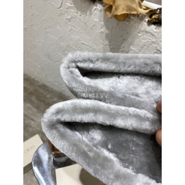 Jimmy Choo Winter Soft Lamb Wool Slippers For Women Gray