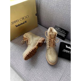 Jimmy Choo Co Branded Timberland Autumn Winter Martin Boots For Women Gold