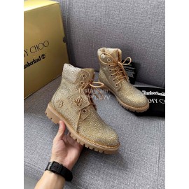 Jimmy Choo Co Branded Timberland Autumn Winter Martin Boots For Women Gold