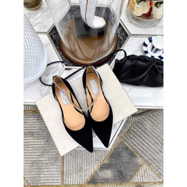 Jimmy Choo Black Suede Crystal Chain Pointed Shoes For Women 