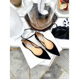 Jimmy Choo Black Suede Crystal Chain Pointed Shoes For Women 