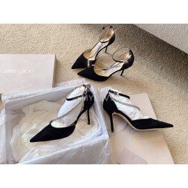 Jimmy Choo New Black Suede Crystal Chain Pointed Shoes For Women 