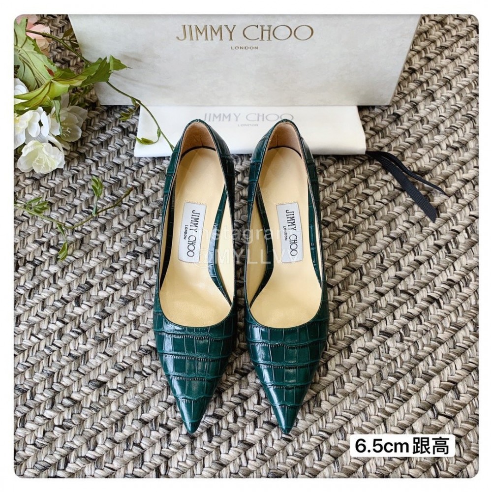 Jimmy Choo Fashion Leather Pointed High Heels For Women Green