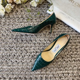 Jimmy Choo Fashion Leather Pointed High Heels For Women Green