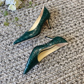 Jimmy Choo Fashion Leather Pointed High Heels For Women Green