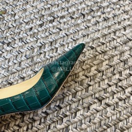 Jimmy Choo Fashion Leather Pointed High Heels For Women Green