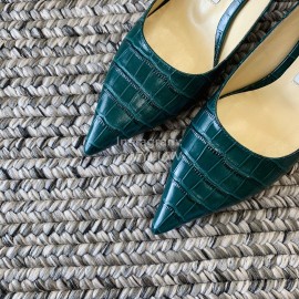 Jimmy Choo Fashion Leather Pointed High Heels For Women Green