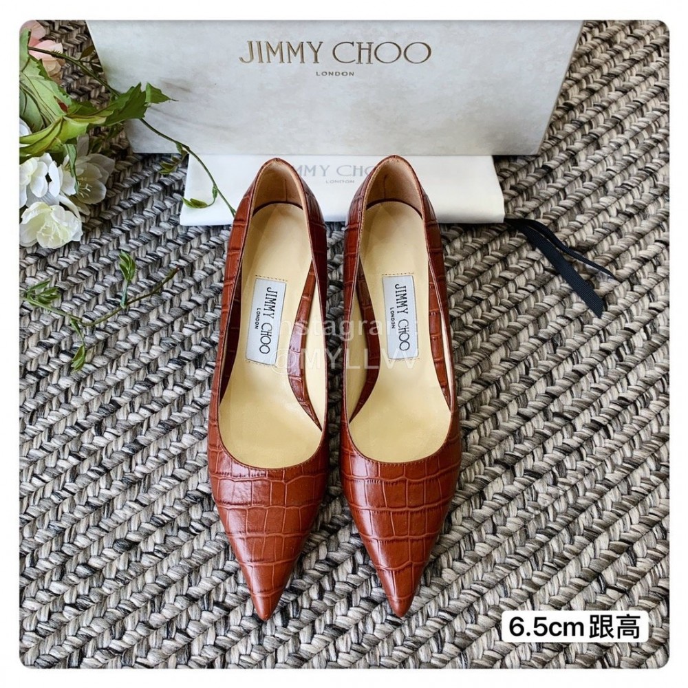 Jimmy Choo Fashion Leather Pointed High Heels For Women Brown
