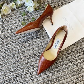 Jimmy Choo Fashion Leather Pointed High Heels For Women Brown