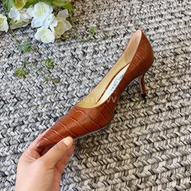 Jimmy Choo Fashion Leather Pointed High Heels For Women Brown