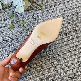 Jimmy Choo Fashion Leather Pointed High Heels For Women Brown