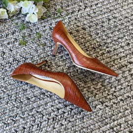 Jimmy Choo Fashion Leather Pointed High Heels For Women Brown