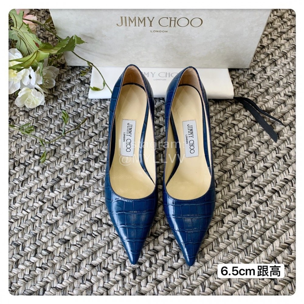 Jimmy Choo Fashion Leather Pointed High Heels For Women Blue