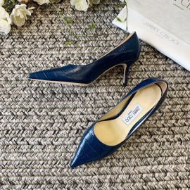 Jimmy Choo Fashion Leather Pointed High Heels For Women Blue