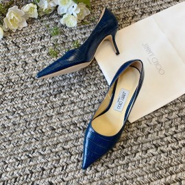 Jimmy Choo Fashion Leather Pointed High Heels For Women Blue