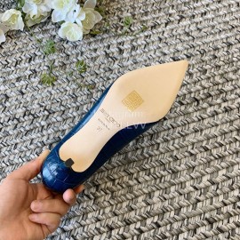 Jimmy Choo Fashion Leather Pointed High Heels For Women Blue