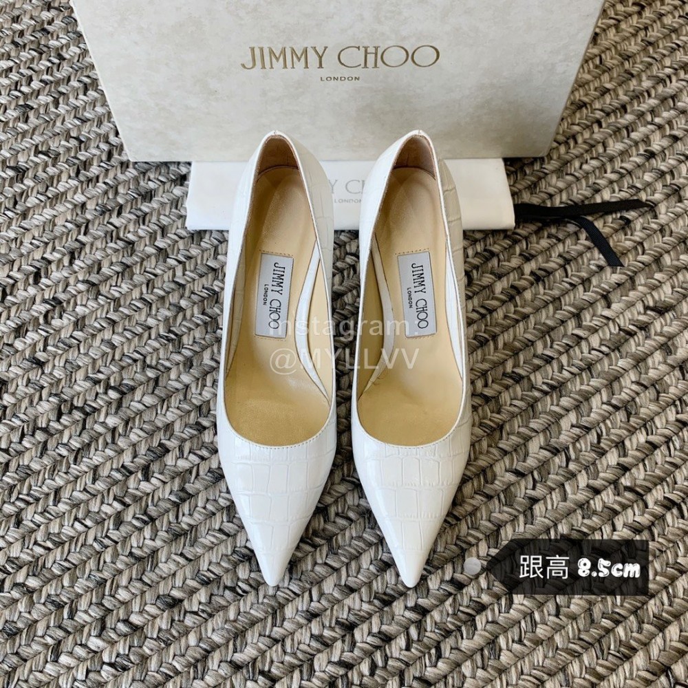 Jimmy Choo New Leather Pointed High Heels For Women White