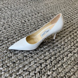Jimmy Choo New Leather Pointed High Heels For Women White