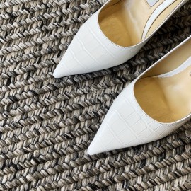 Jimmy Choo New Leather Pointed High Heels For Women White