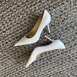 Jimmy Choo New Leather Pointed High Heels For Women White