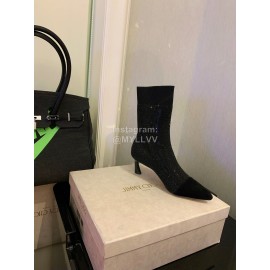 Jimmy Choo Autumn Winter Blingbling Knitted High Heel Boots For Women Black