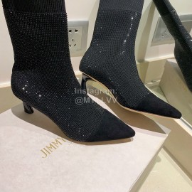 Jimmy Choo Autumn Winter Blingbling Knitted High Heel Boots For Women Black