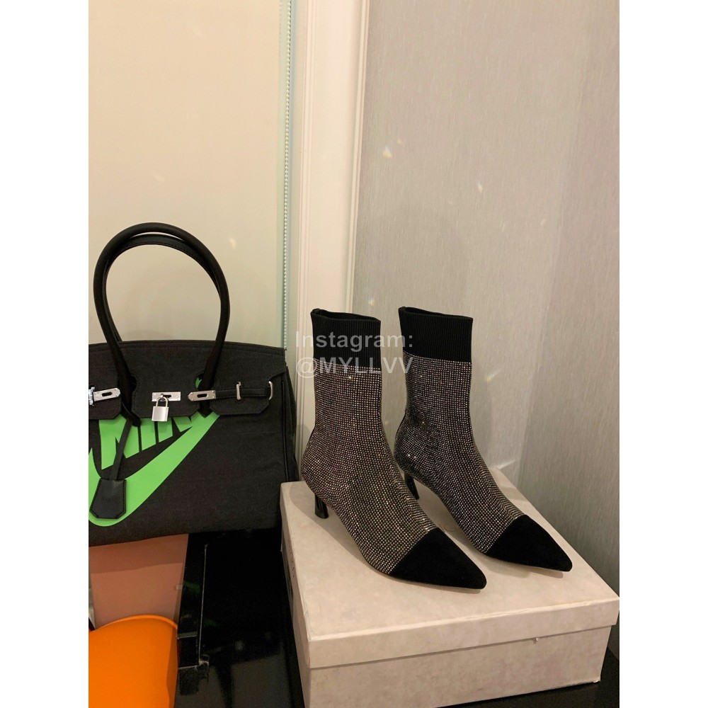 Jimmy Choo Autumn Winter Blingbling Knitted High Heel Boots For Women Silver