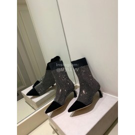 Jimmy Choo Autumn Winter Blingbling Knitted High Heel Boots For Women Silver