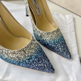 Jimmy Choo Fashion Blingbling Pointed High Heels For Women Blue