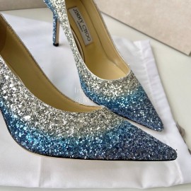 Jimmy Choo Fashion Blingbling Pointed High Heels For Women Blue