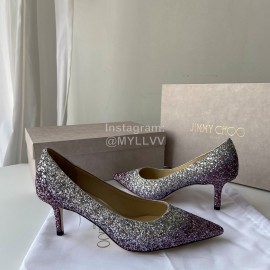 Jimmy Choo Fashion Purple Blingbling Pointed High Heels For Women 