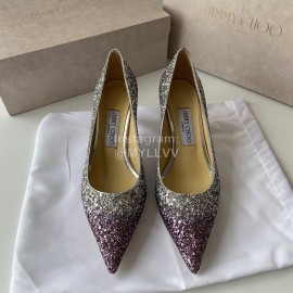 Jimmy Choo Fashion Purple Blingbling Pointed High Heels For Women 