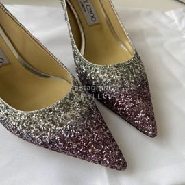 Jimmy Choo Fashion Purple Blingbling Pointed High Heels For Women 