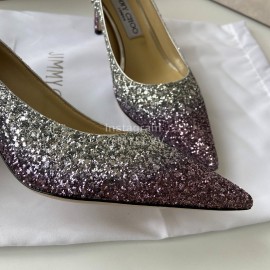 Jimmy Choo Fashion Purple Blingbling Pointed High Heels For Women 