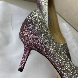 Jimmy Choo Fashion Purple Blingbling Pointed High Heels For Women 