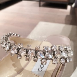 Jimmy Choo Fashion  Diamond Leather Pointed Flat Heel Sandals For Women 