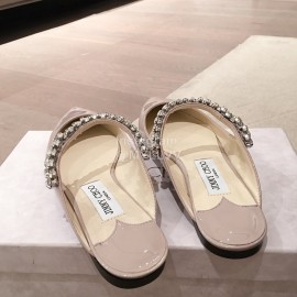 Jimmy Choo Fashion  Diamond Leather Pointed Flat Heel Sandals For Women 