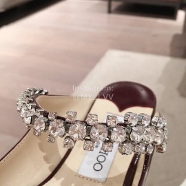 Jimmy Choo Fashion  Diamond Leather Pointed Flat Heel Sandals For Women Brown