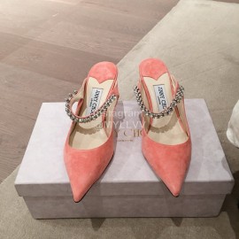 Jimmy Choo Fashion Diamond Velvet Pointed High Heel Sandals For Women Pink